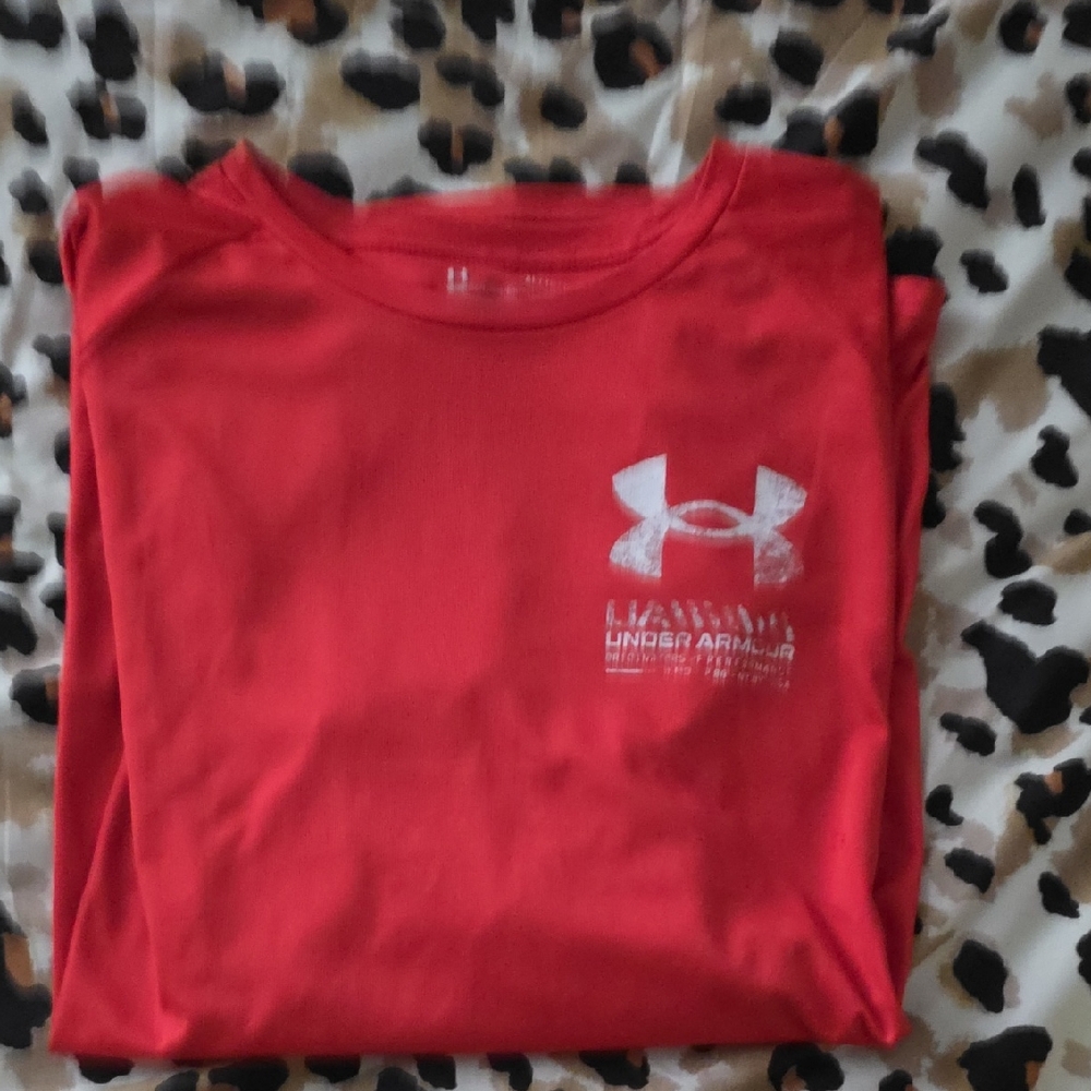 Under Armour Kids Red Long-Sleeve Tee with White Logo